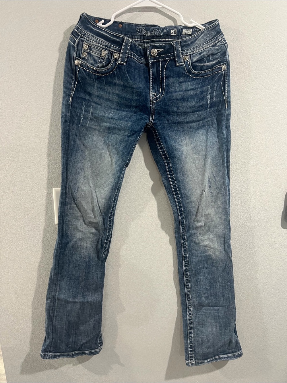 Miss Me Women's Distressed Medium Blue Boot Cut Jeans